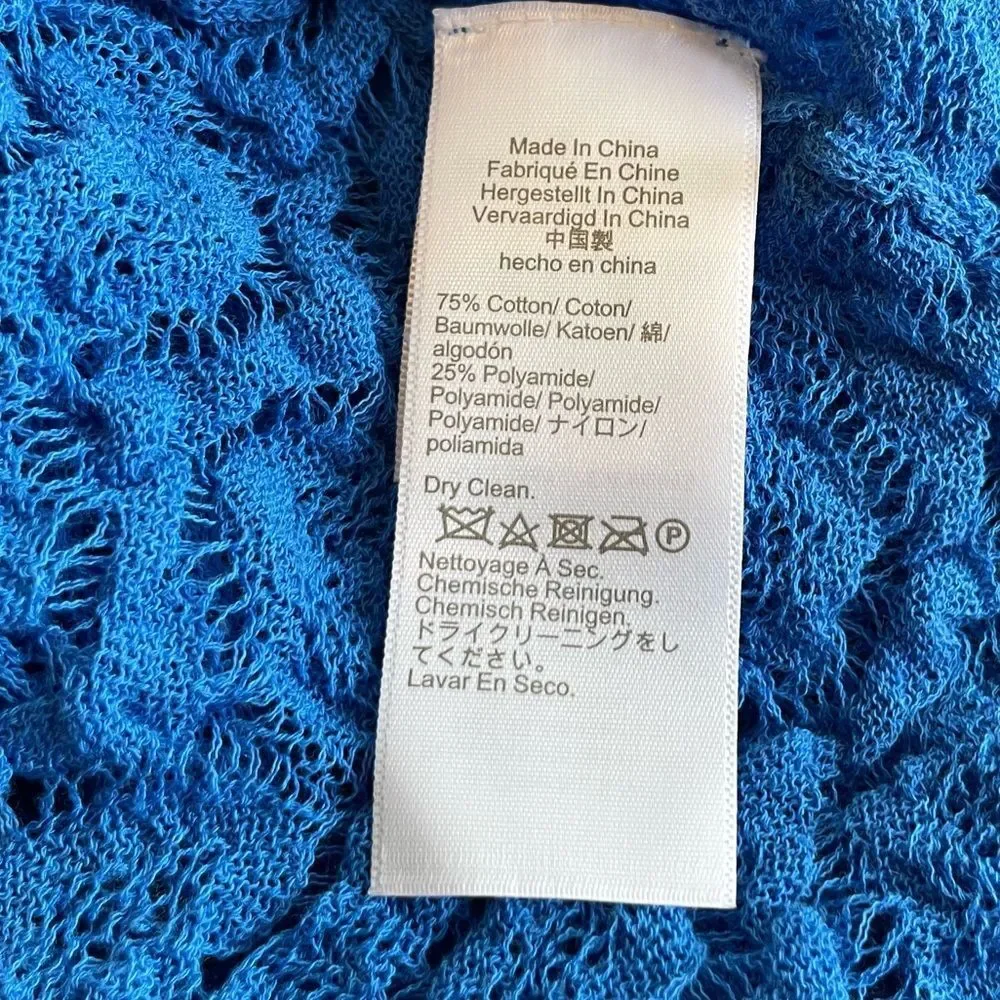 J Crew Limited Edition Blue Open Back Lace Mini Sweater Dress Size XL